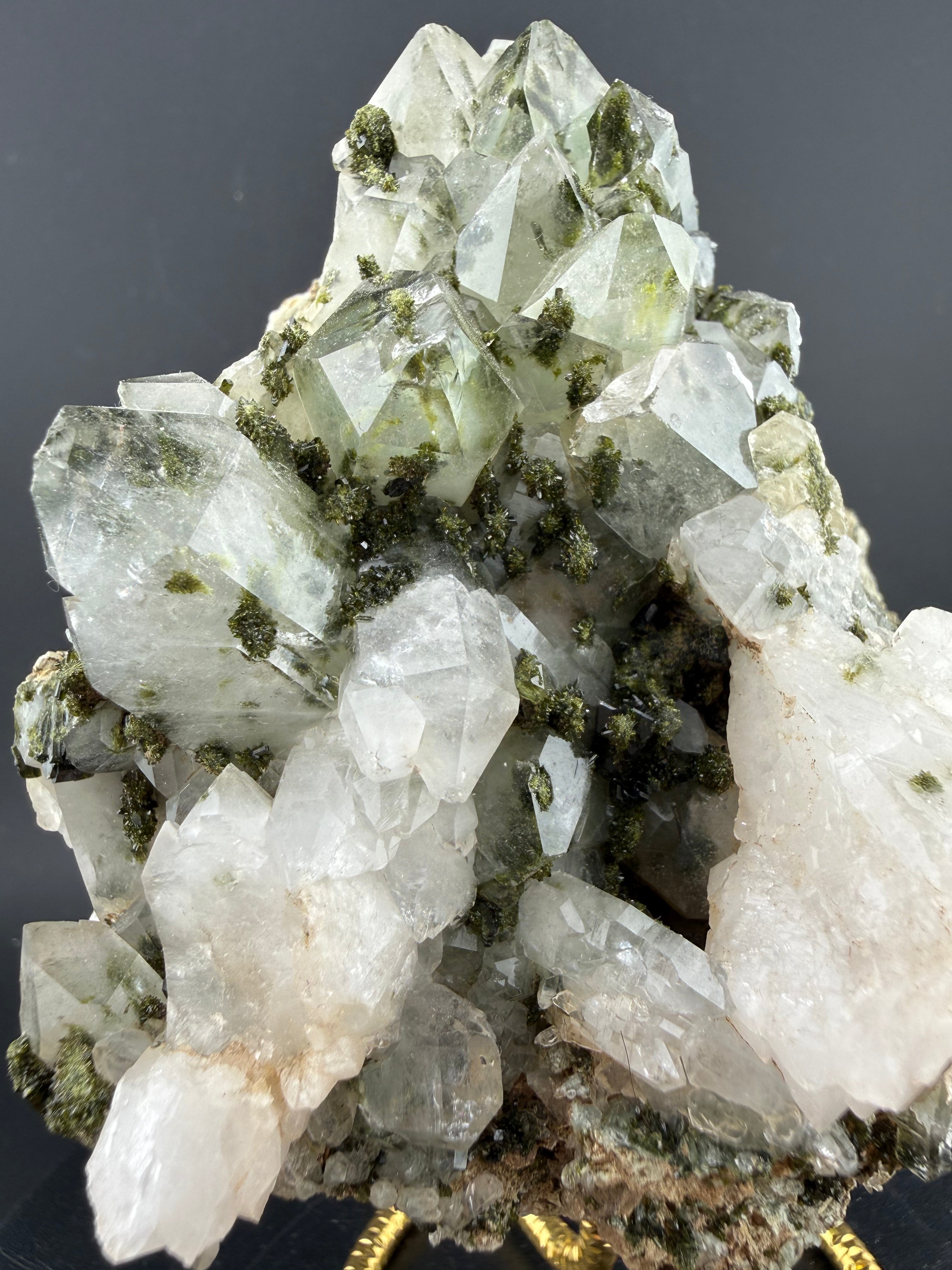 Quartz with Epidote Cluster | Cabinet Specimen | Guizhou, China