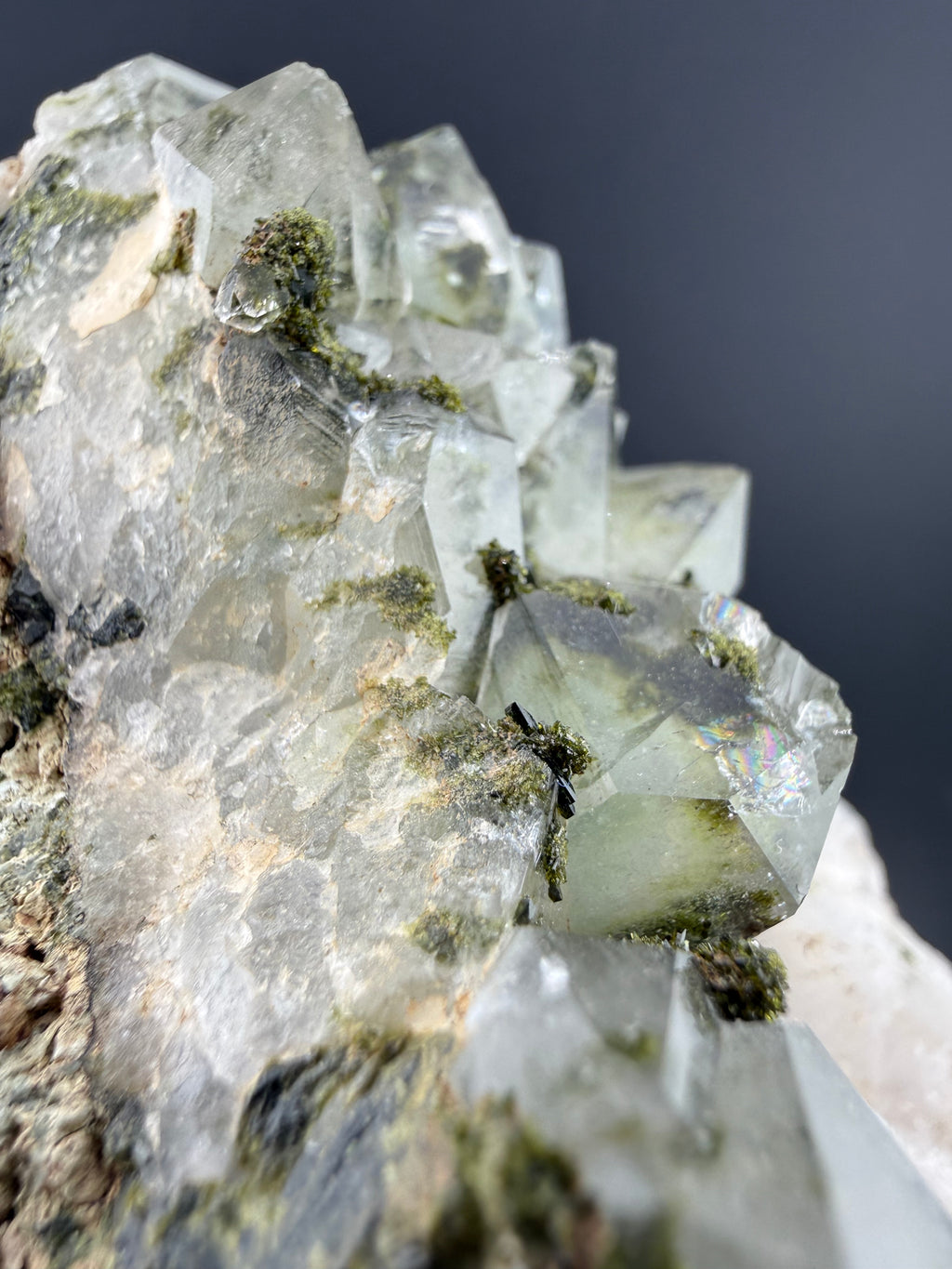 Quartz with Epidote Cluster | Cabinet Specimen | Guizhou, China