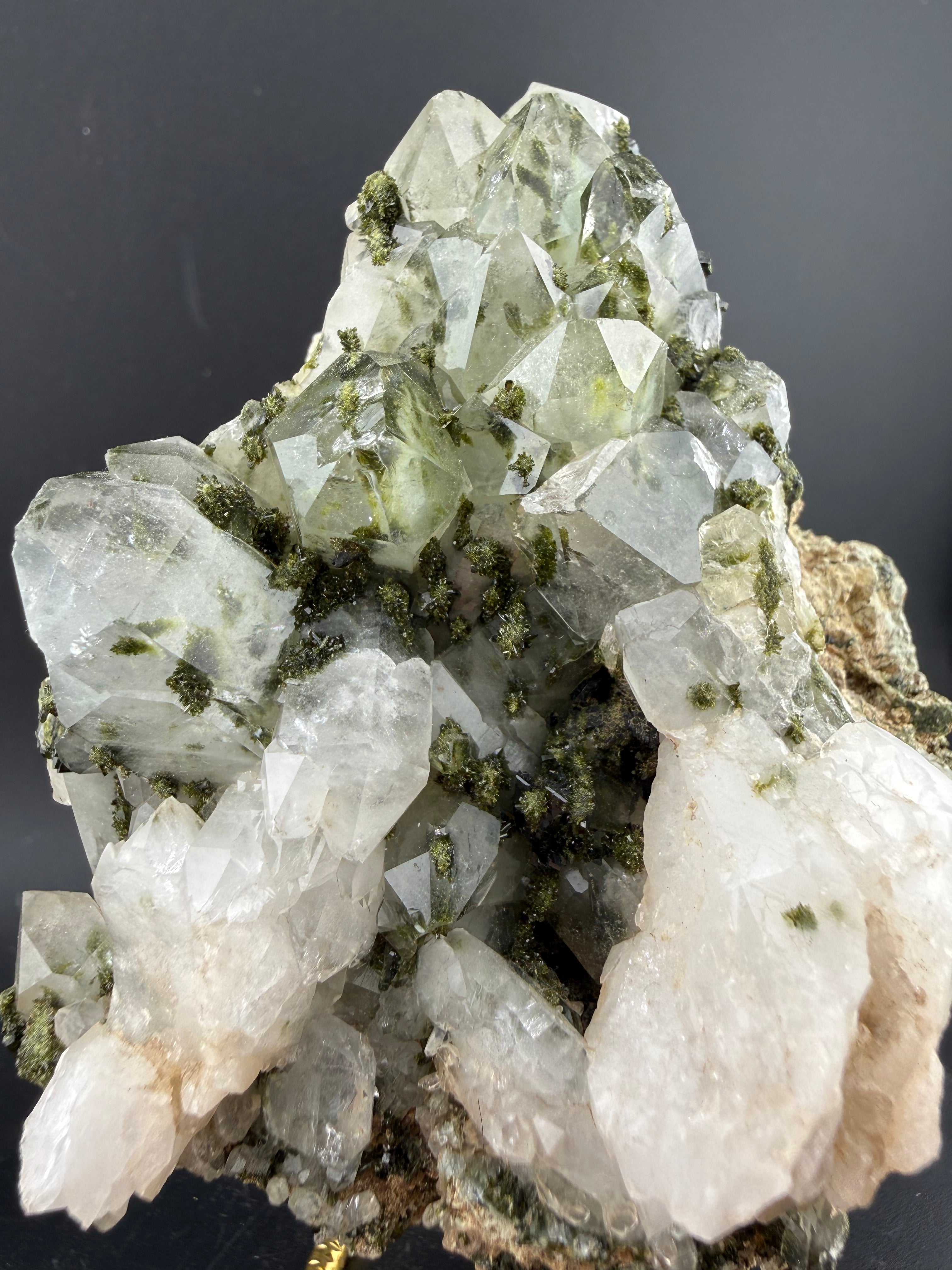 Quartz with Epidote Cluster | Cabinet Specimen | Guizhou, China