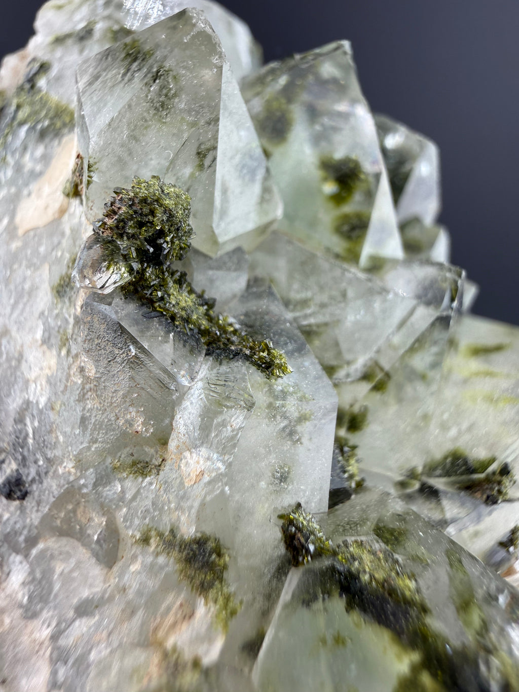 Quartz with Epidote Cluster | Cabinet Specimen | Guizhou, China