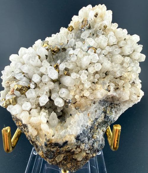 Pyrite on Quartz Cluster — China