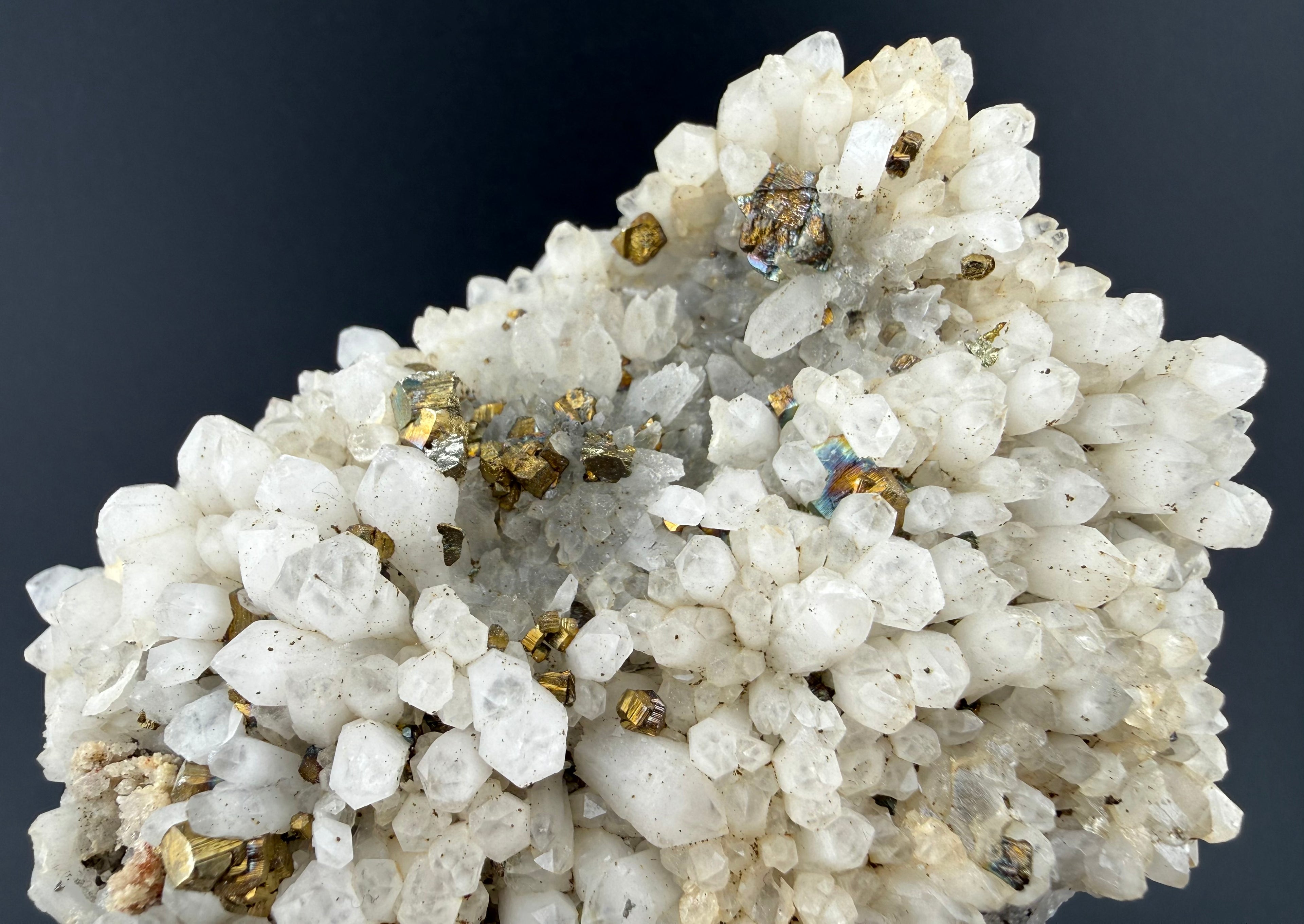 Pyrite on Quartz Cluster — China