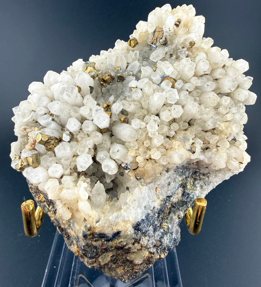 Pyrite on Quartz Cluster — China