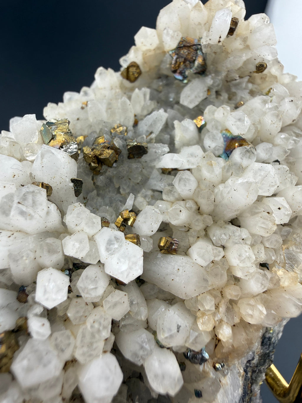 Pyrite on Quartz Cluster — China