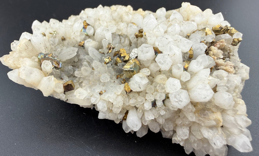 Pyrite on Quartz Cluster — China