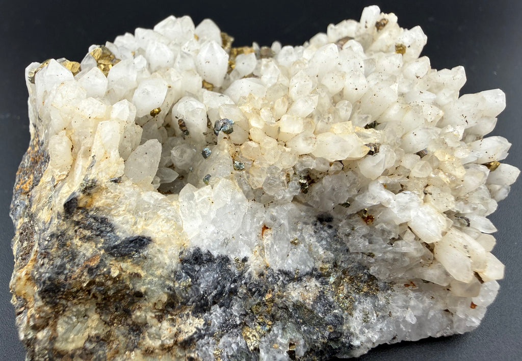 Pyrite on Quartz Cluster — China