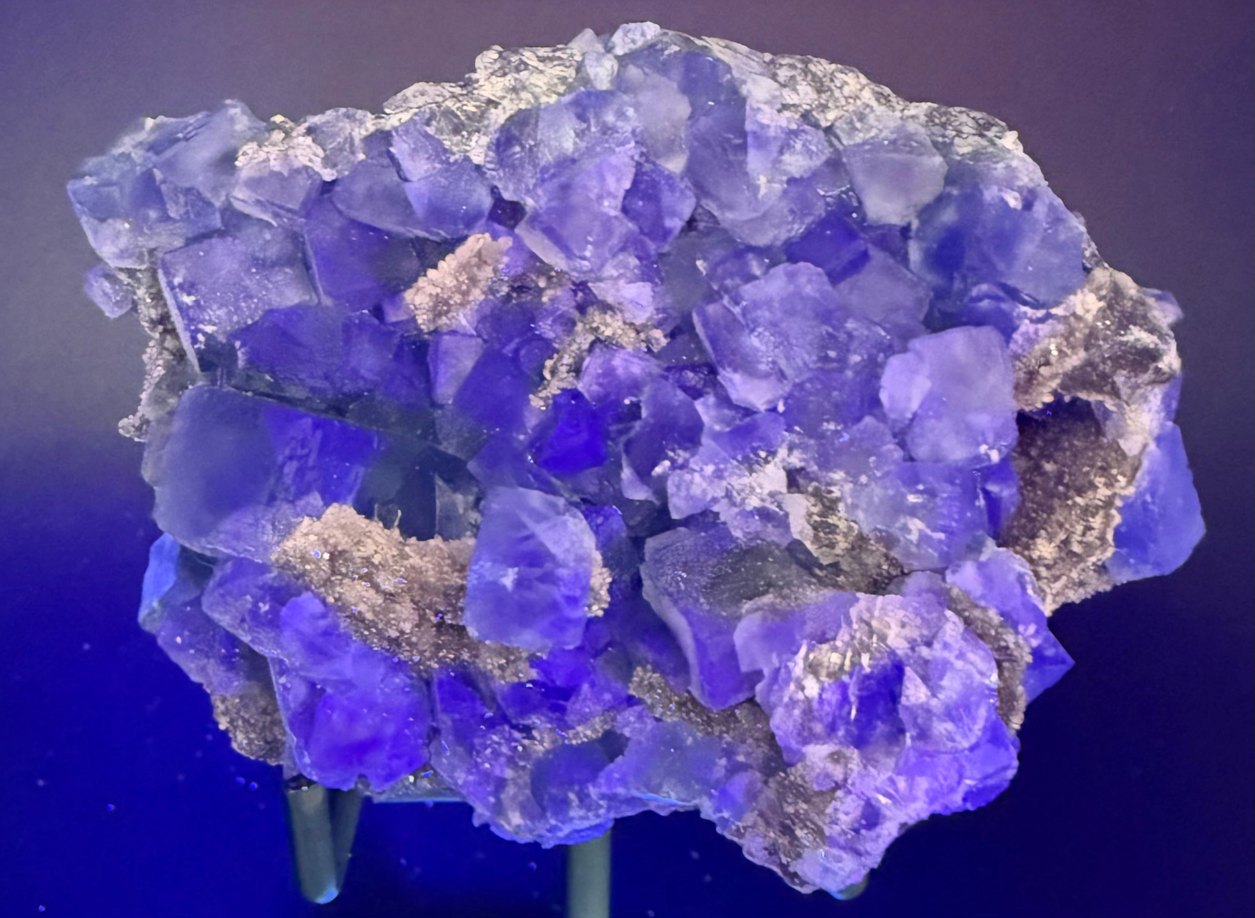 Blue Fluorite on Matrix · UV Reactive · China