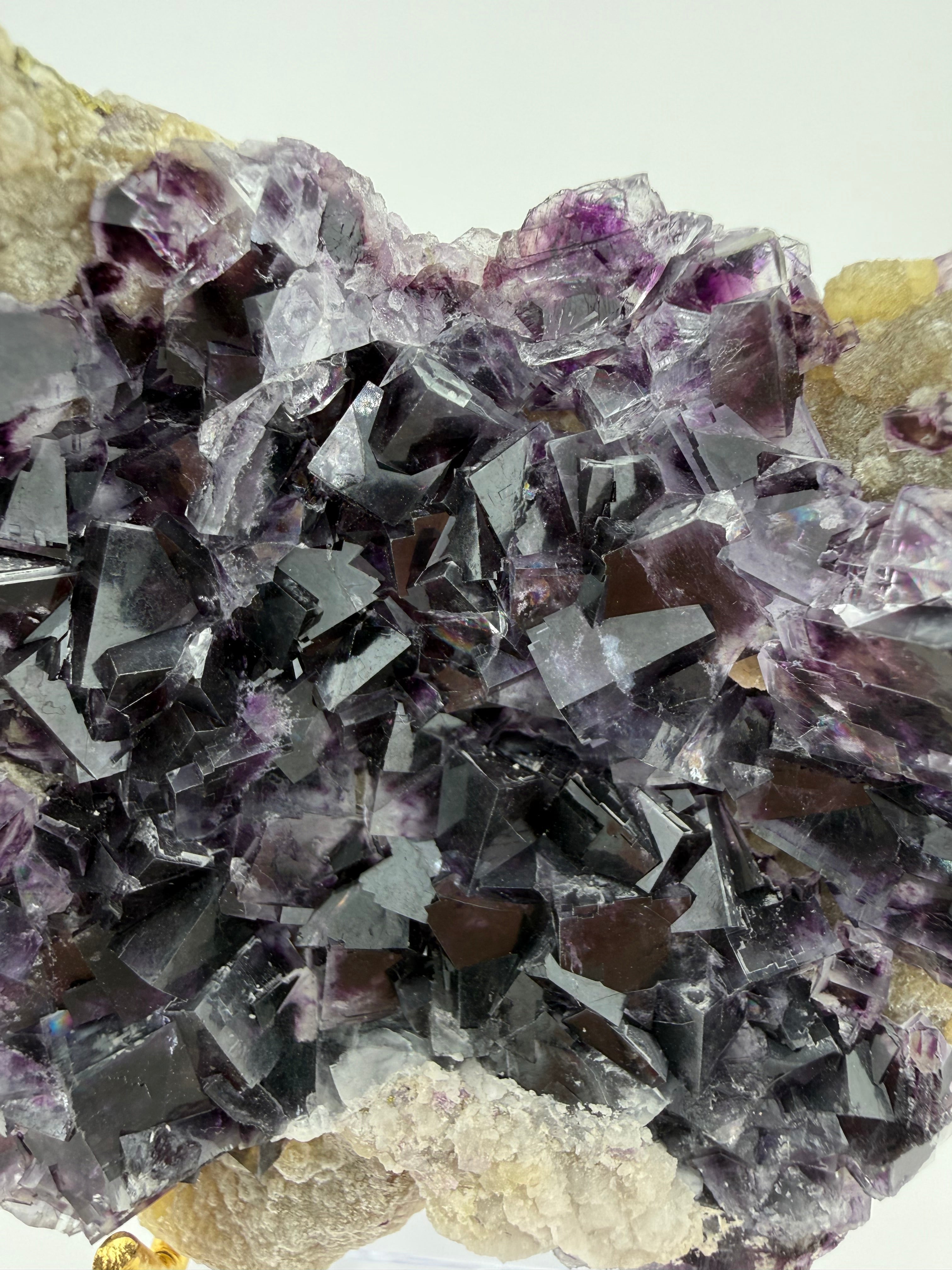 Purple Fluorite on Calcite with Chalcopyrite UV Reactive Collector Specimen | China (Hubei / Wuhan Region)