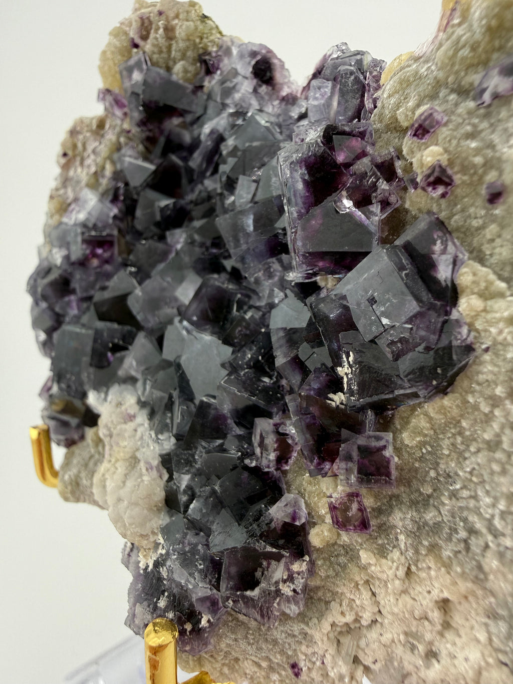 Purple Fluorite on Calcite with Chalcopyrite UV Reactive Collector Specimen | China (Hubei / Wuhan Region)