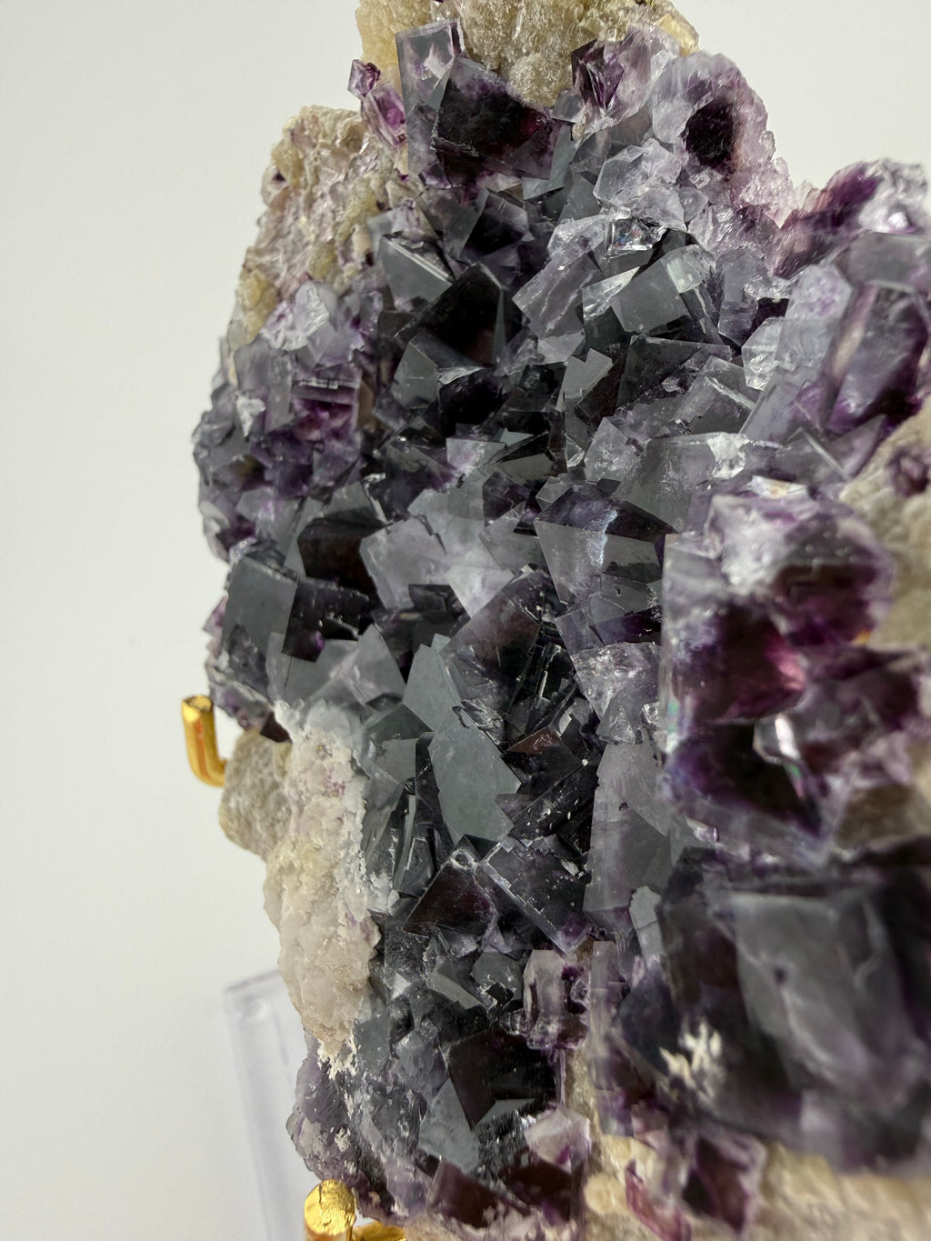 Purple Fluorite on Calcite with Chalcopyrite UV Reactive Collector Specimen | China (Hubei / Wuhan Region)