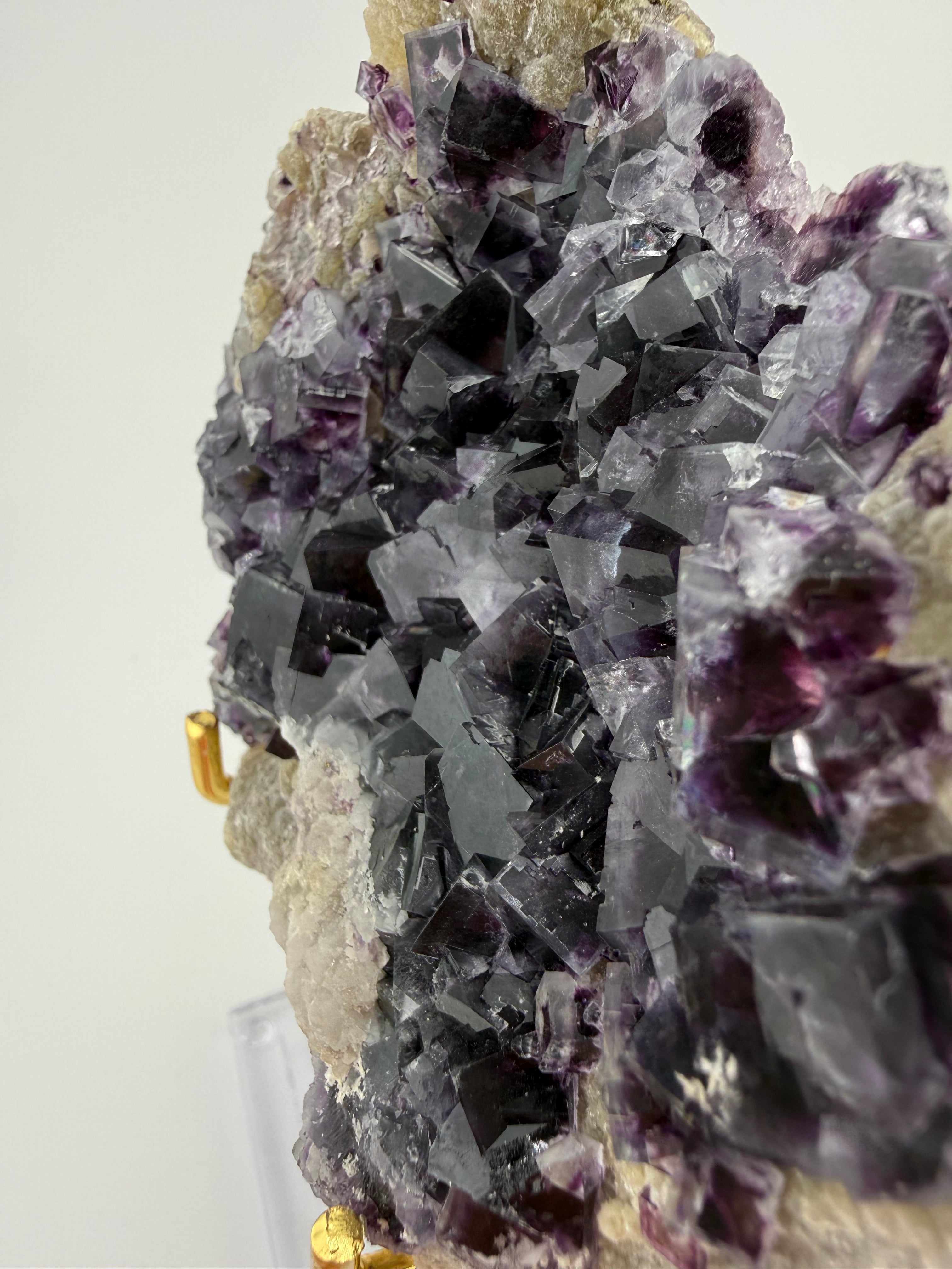 Purple Fluorite on Calcite with Chalcopyrite UV Reactive Collector Specimen | China (Hubei / Wuhan Region)