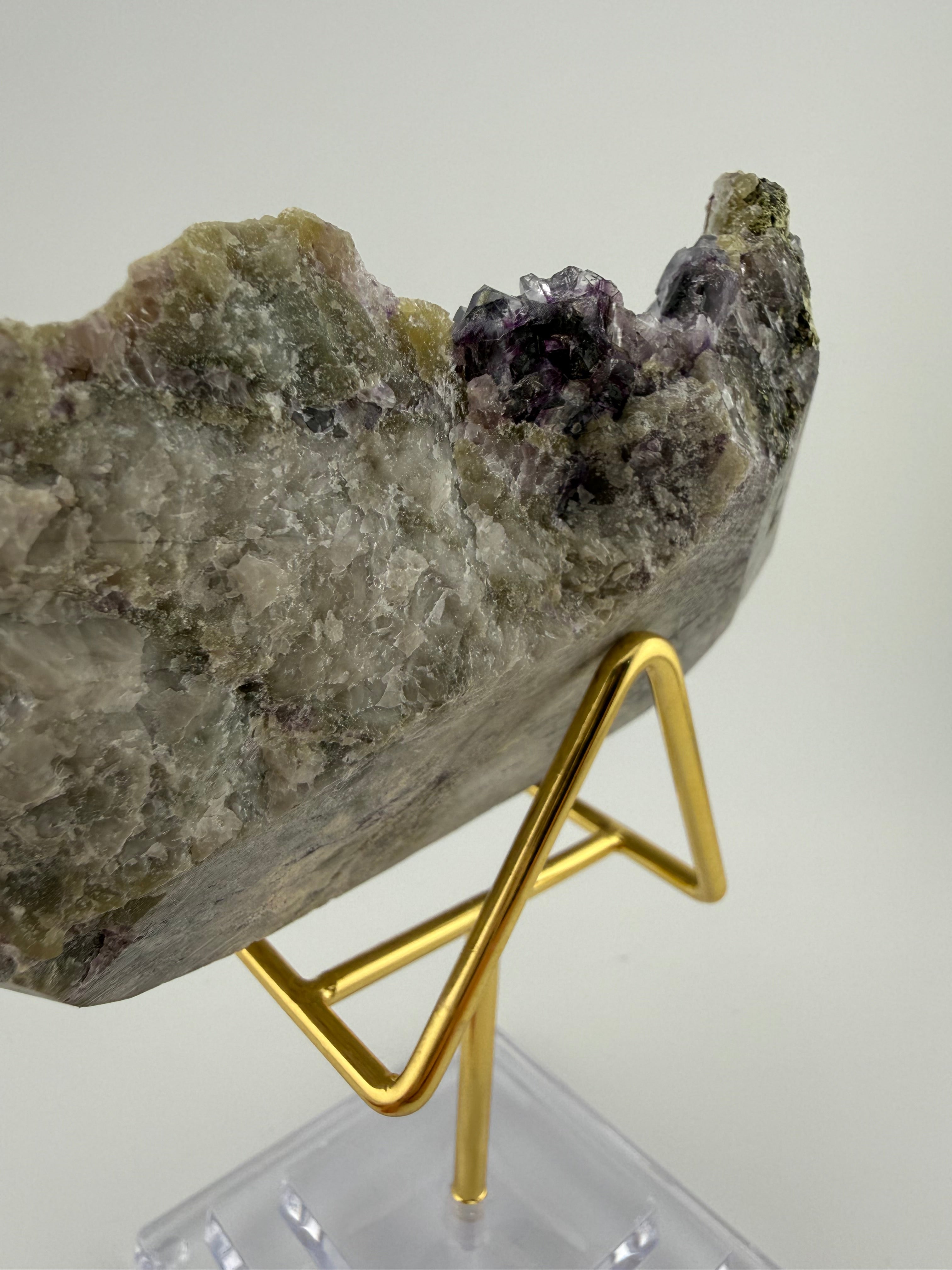 Purple Fluorite on Calcite with Chalcopyrite UV Reactive Collector Specimen | China (Hubei / Wuhan Region)