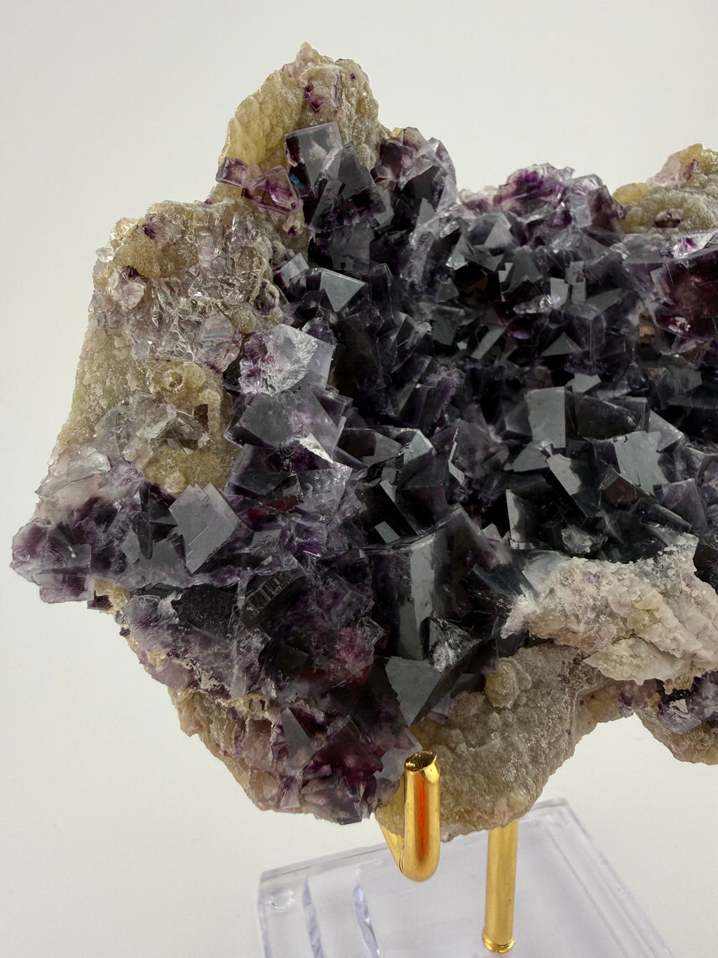 Purple Fluorite on Calcite with Chalcopyrite UV Reactive Collector Specimen | China (Hubei / Wuhan Region)