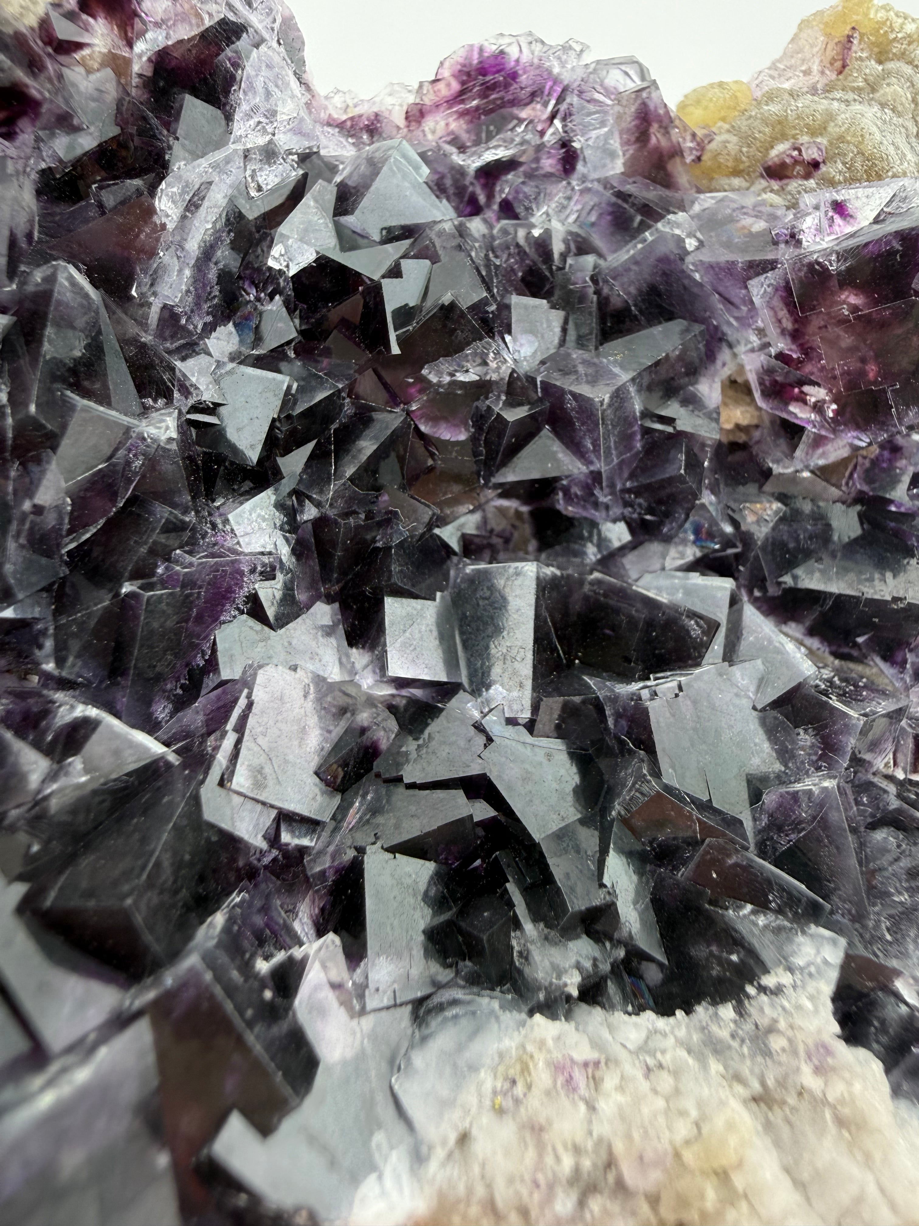 Purple Fluorite on Calcite with Chalcopyrite UV Reactive Collector Specimen | China (Hubei / Wuhan Region)