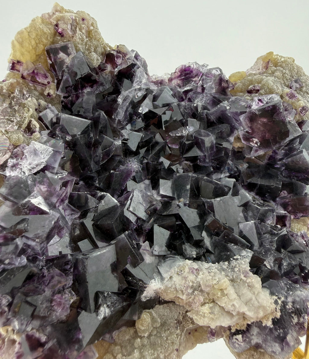 Purple Fluorite on Calcite with Chalcopyrite UV Reactive Collector Specimen | China (Hubei / Wuhan Region)