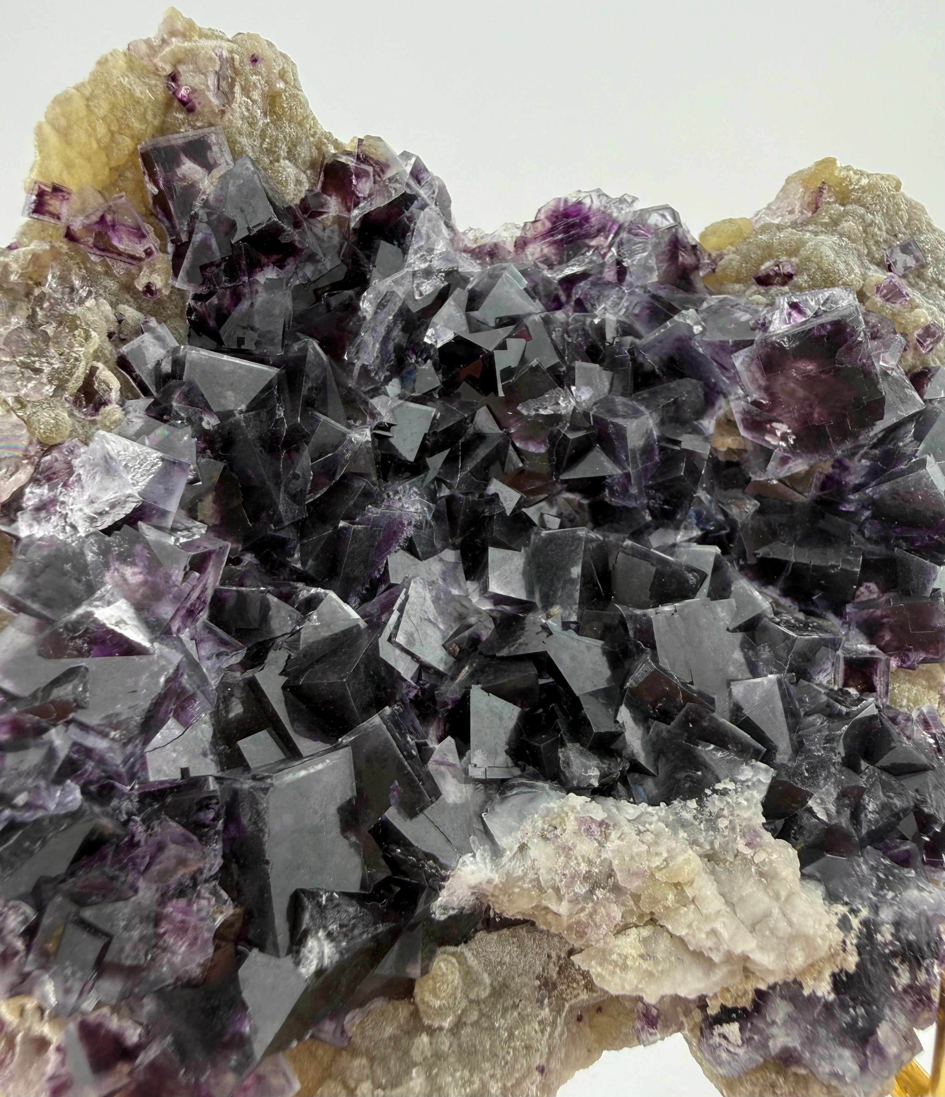 Purple Fluorite on Calcite with Chalcopyrite UV Reactive Collector Specimen | China (Hubei / Wuhan Region)