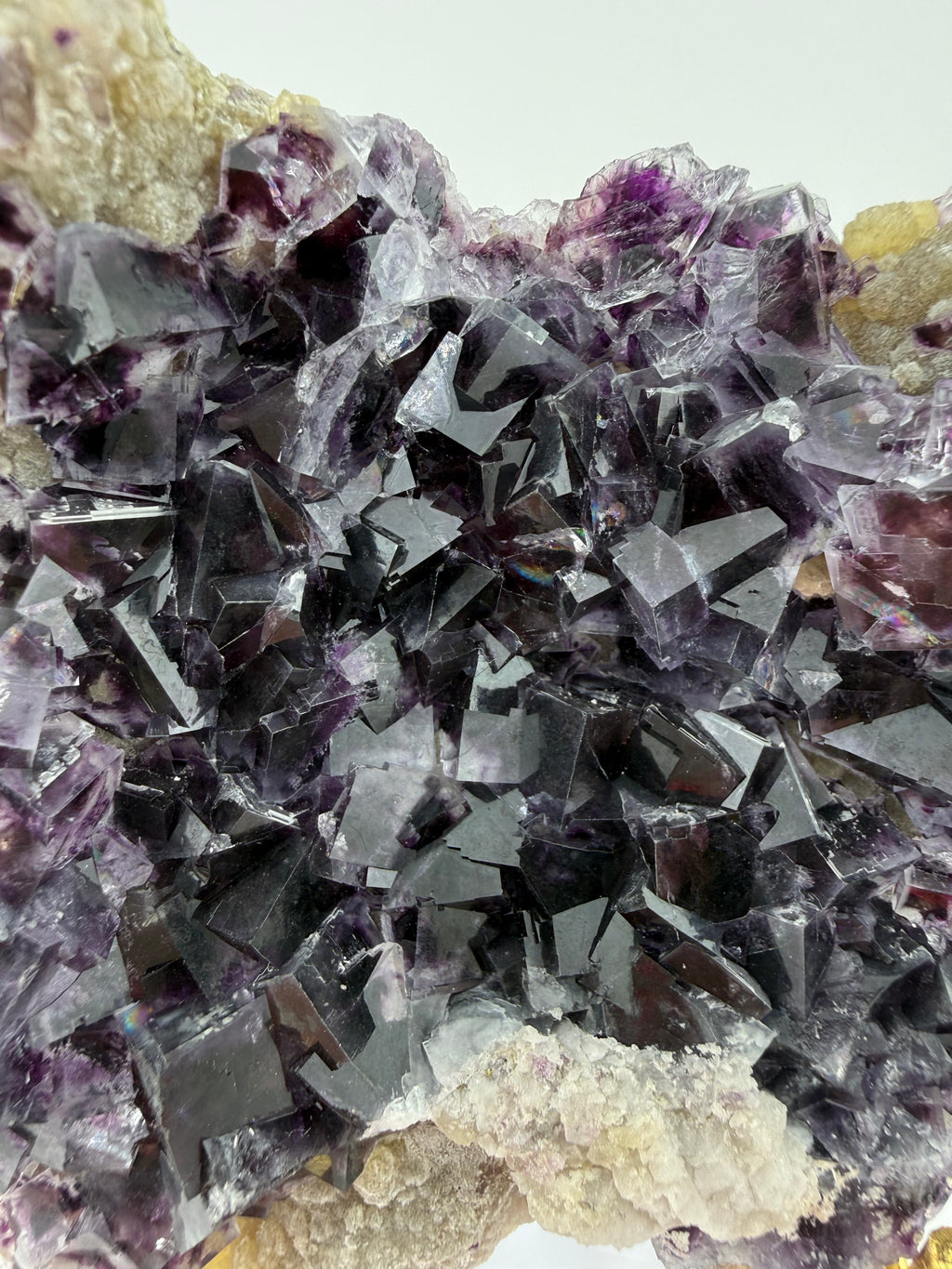 Purple Fluorite on Calcite with Chalcopyrite UV Reactive Collector Specimen | China (Hubei / Wuhan Region)