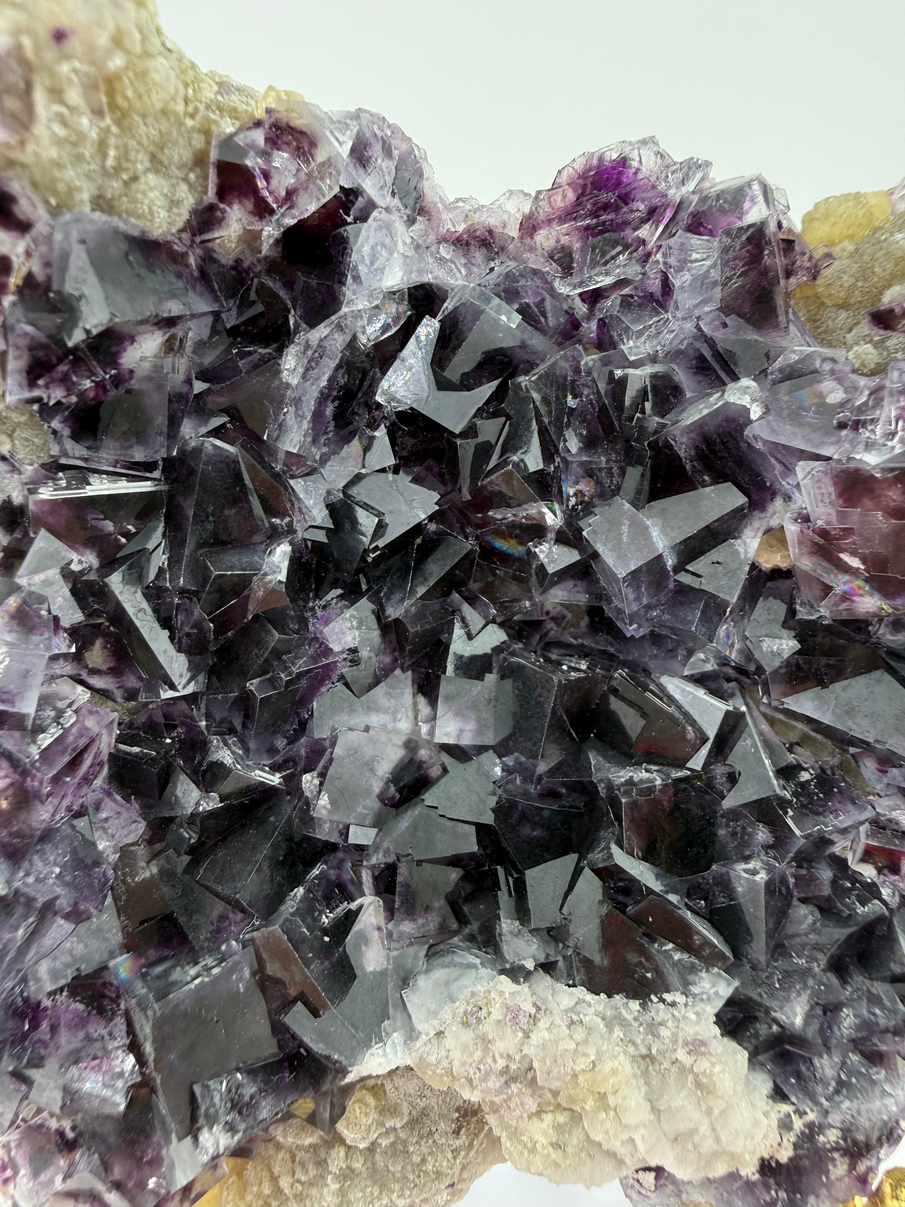 Purple Fluorite on Calcite with Chalcopyrite UV Reactive Collector Specimen | China (Hubei / Wuhan Region)
