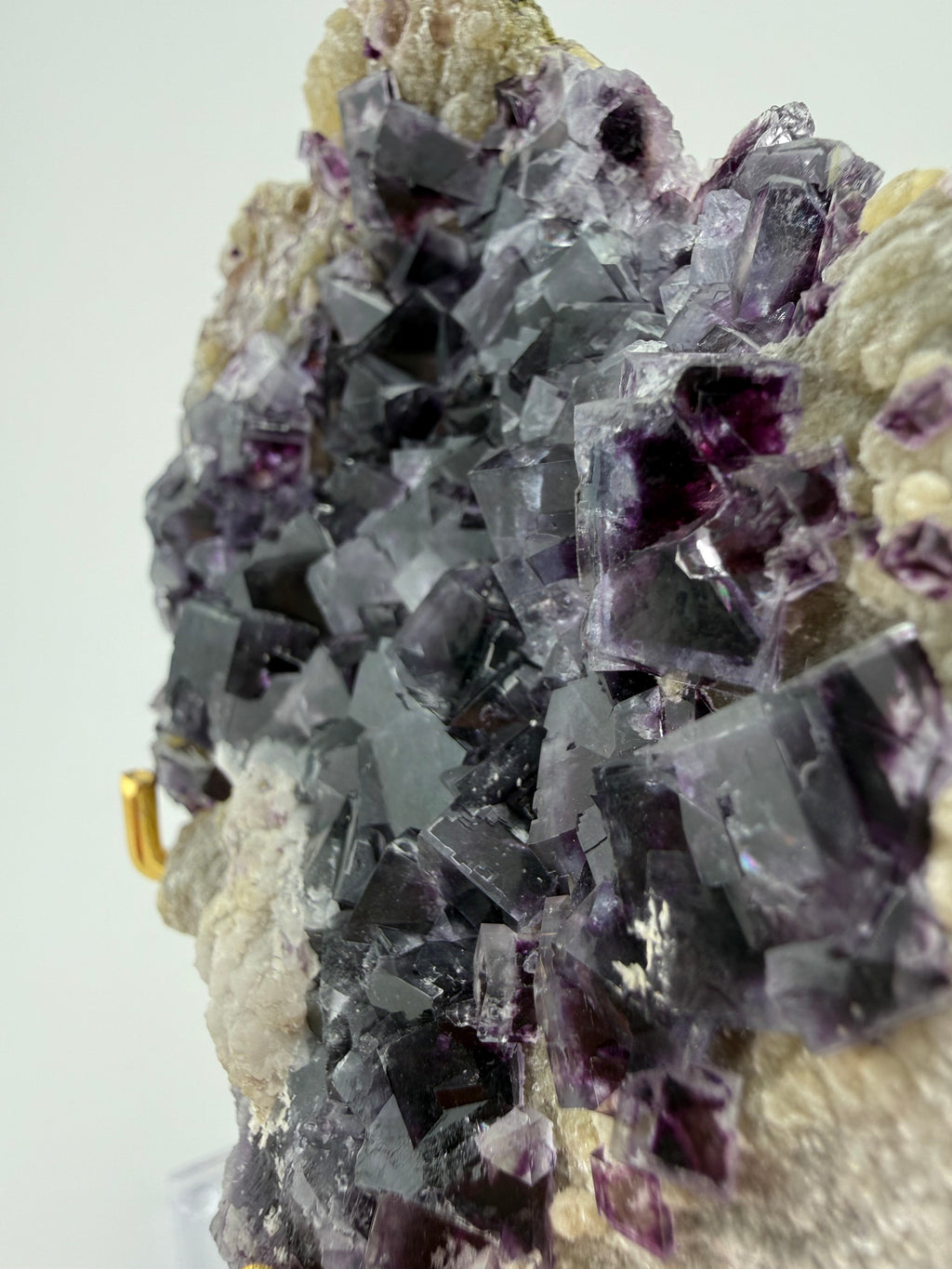 Purple Fluorite on Calcite with Chalcopyrite UV Reactive Collector Specimen | China (Hubei / Wuhan Region)