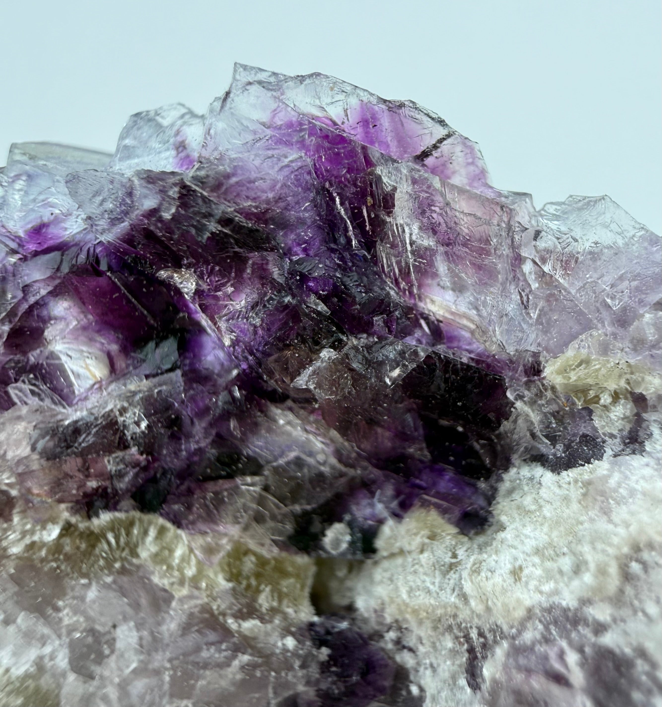 Purple Fluorite on Calcite with Chalcopyrite UV Reactive Collector Specimen | China (Hubei / Wuhan Region)