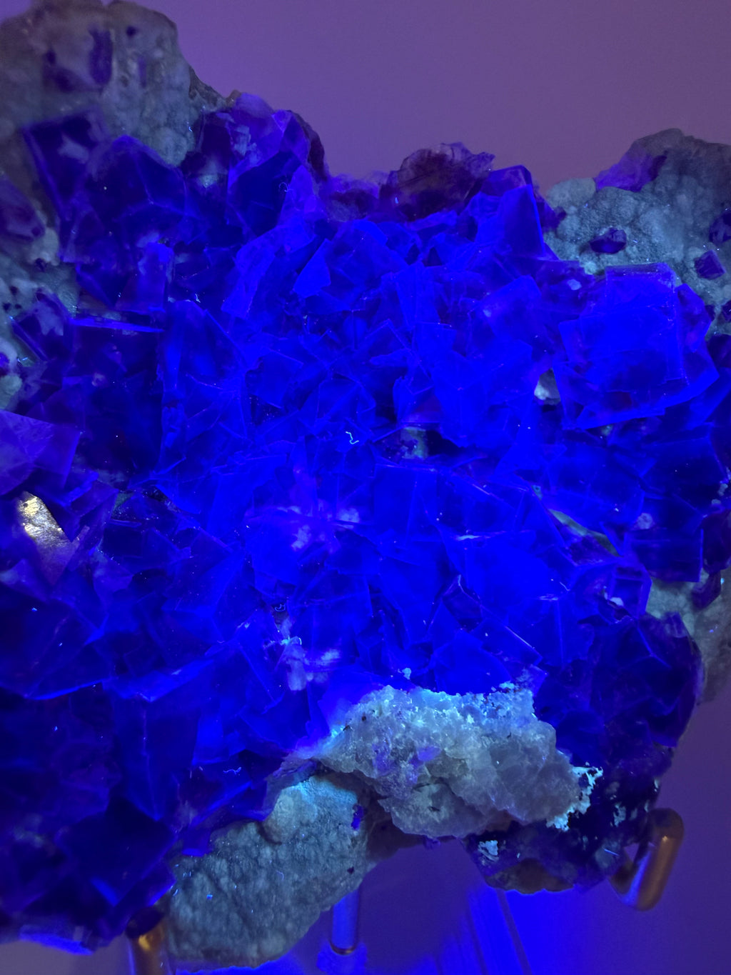 Purple Fluorite on Calcite with Chalcopyrite UV Reactive Collector Specimen | China (Hubei / Wuhan Region)