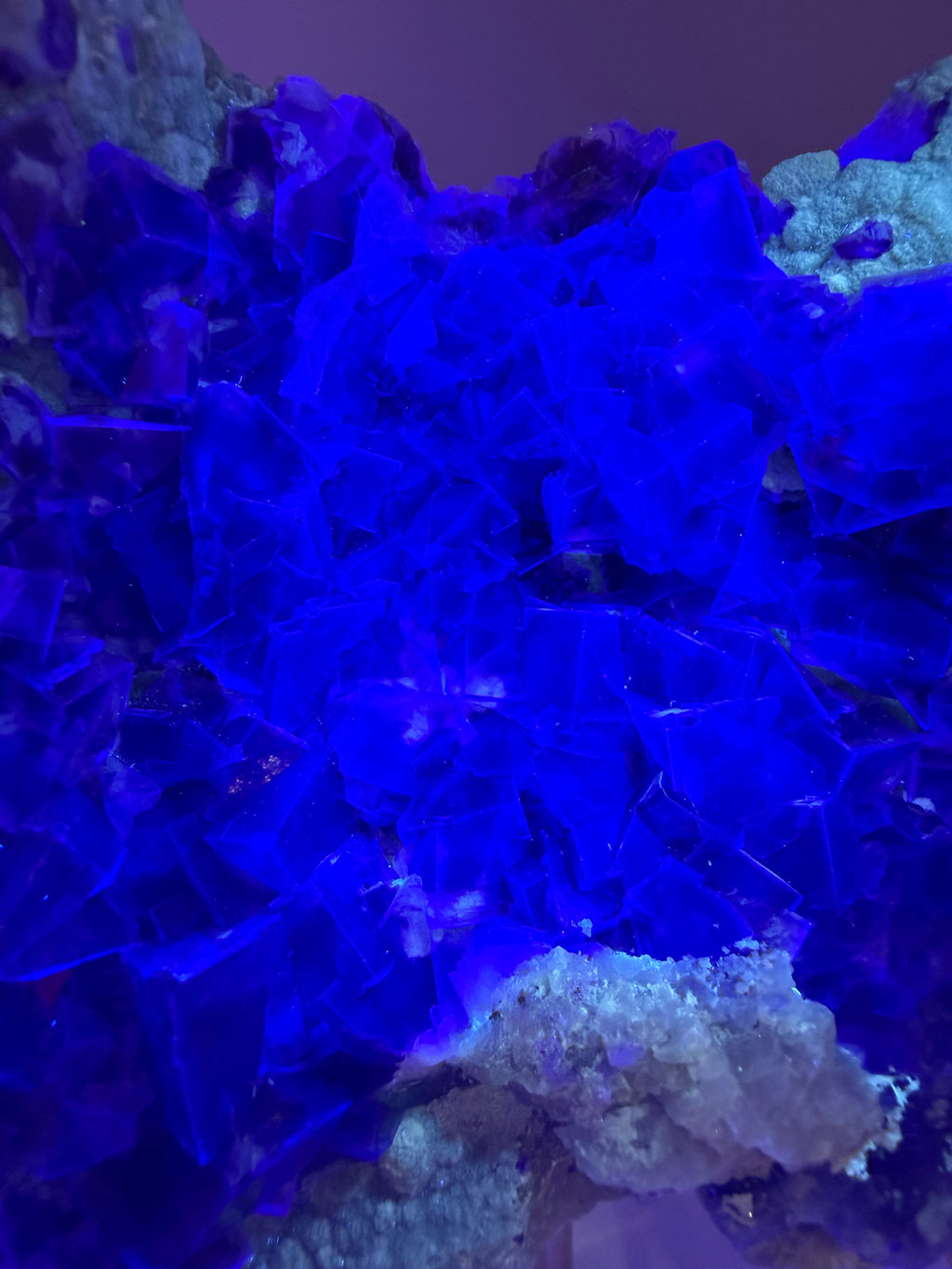 Purple Fluorite on Calcite with Chalcopyrite UV Reactive Collector Specimen | China (Hubei / Wuhan Region)
