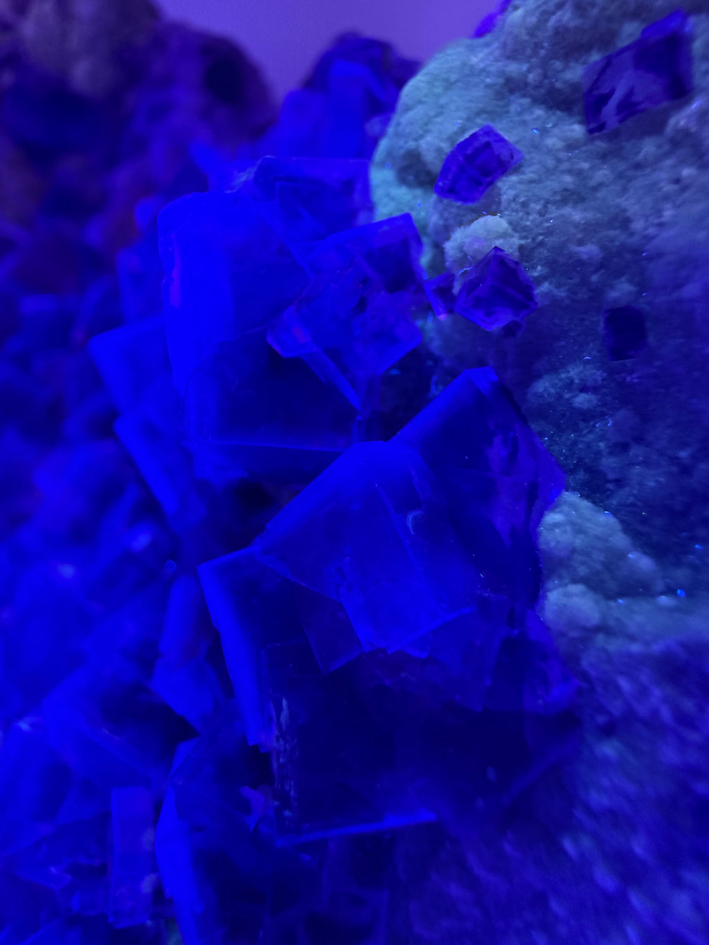 Purple Fluorite on Calcite with Chalcopyrite UV Reactive Collector Specimen | China (Hubei / Wuhan Region)