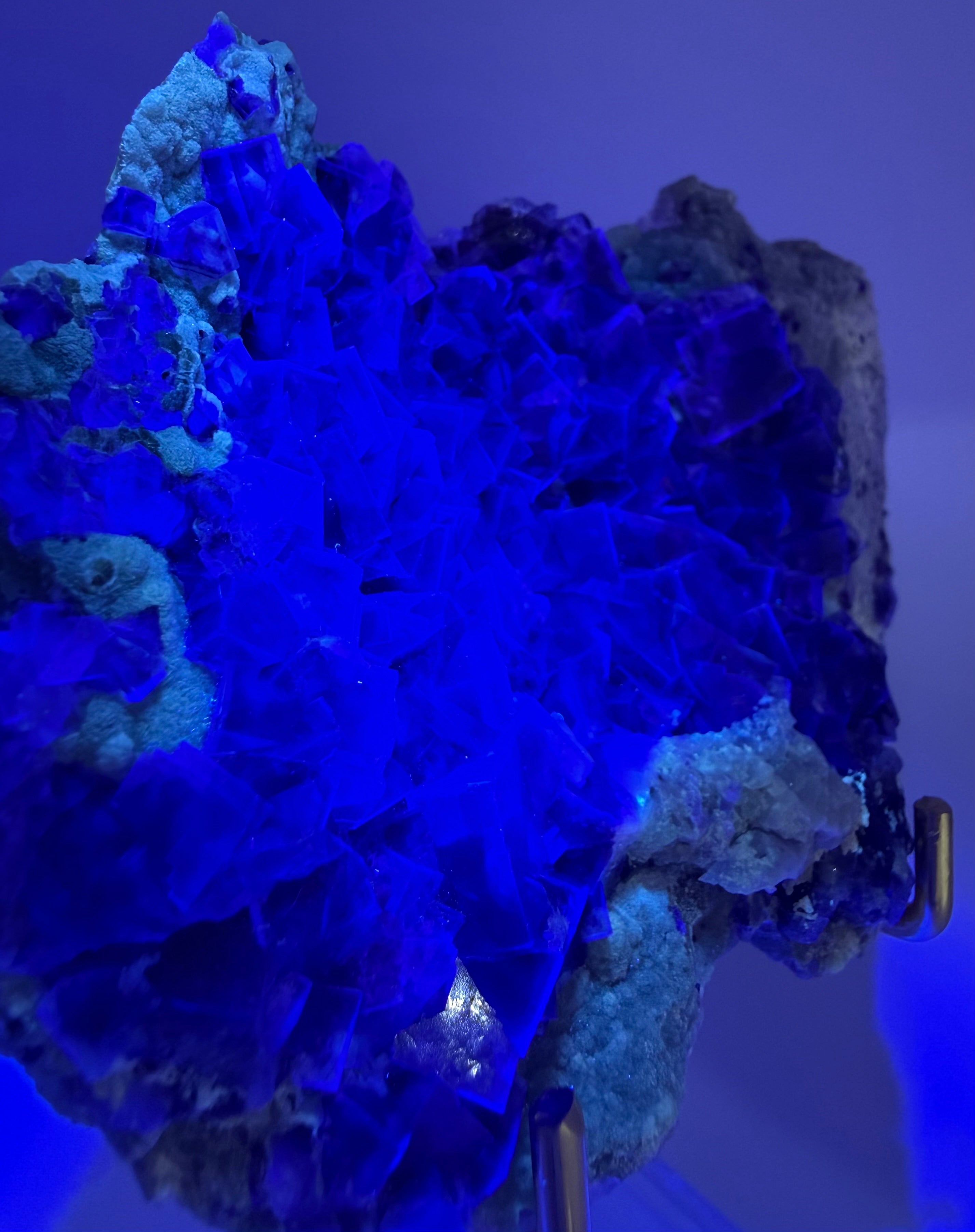 Purple Fluorite on Calcite with Chalcopyrite UV Reactive Collector Specimen | China (Hubei / Wuhan Region)
