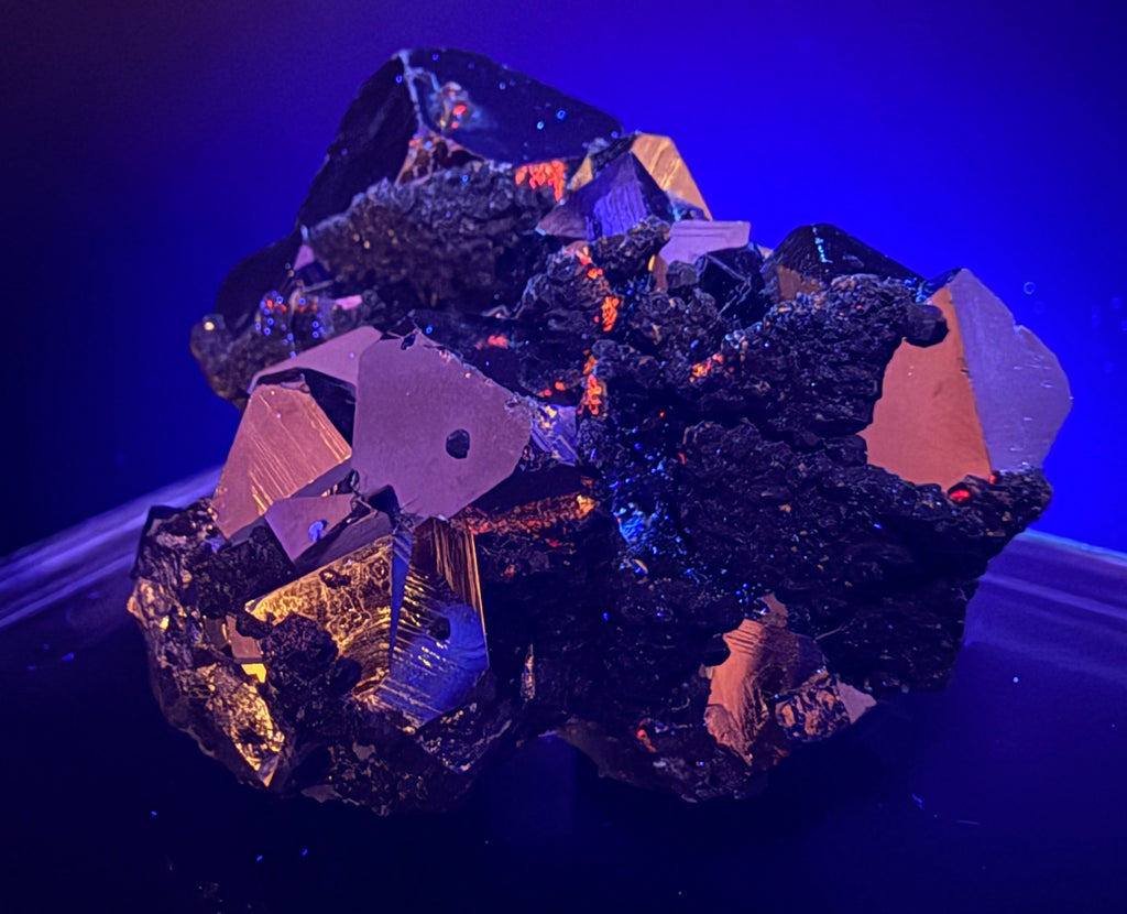 Pyrite Cluster with UV Reactive Sphalerite – Peru