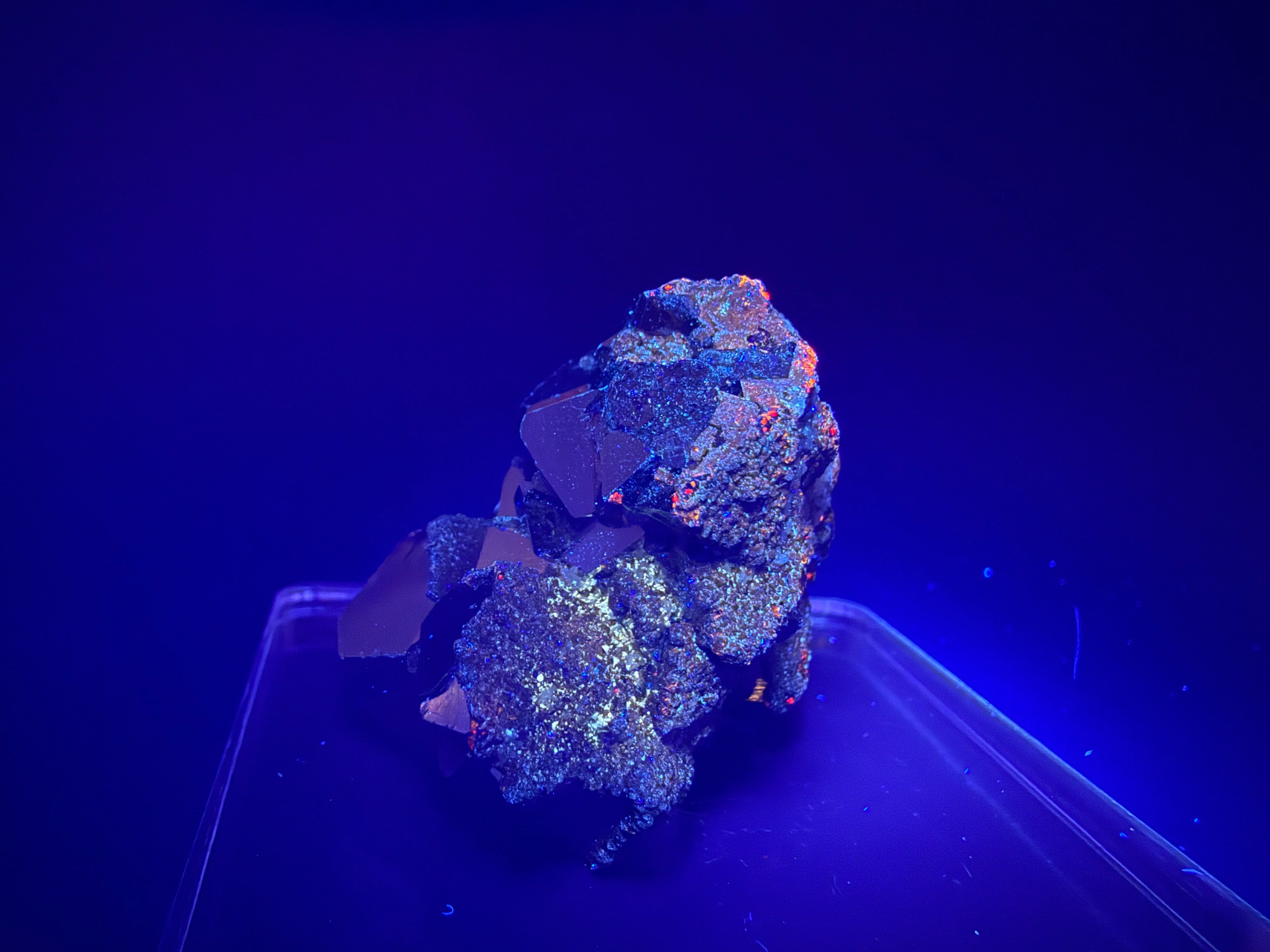 Pyrite Cluster with UV Reactive Sphalerite – Peru