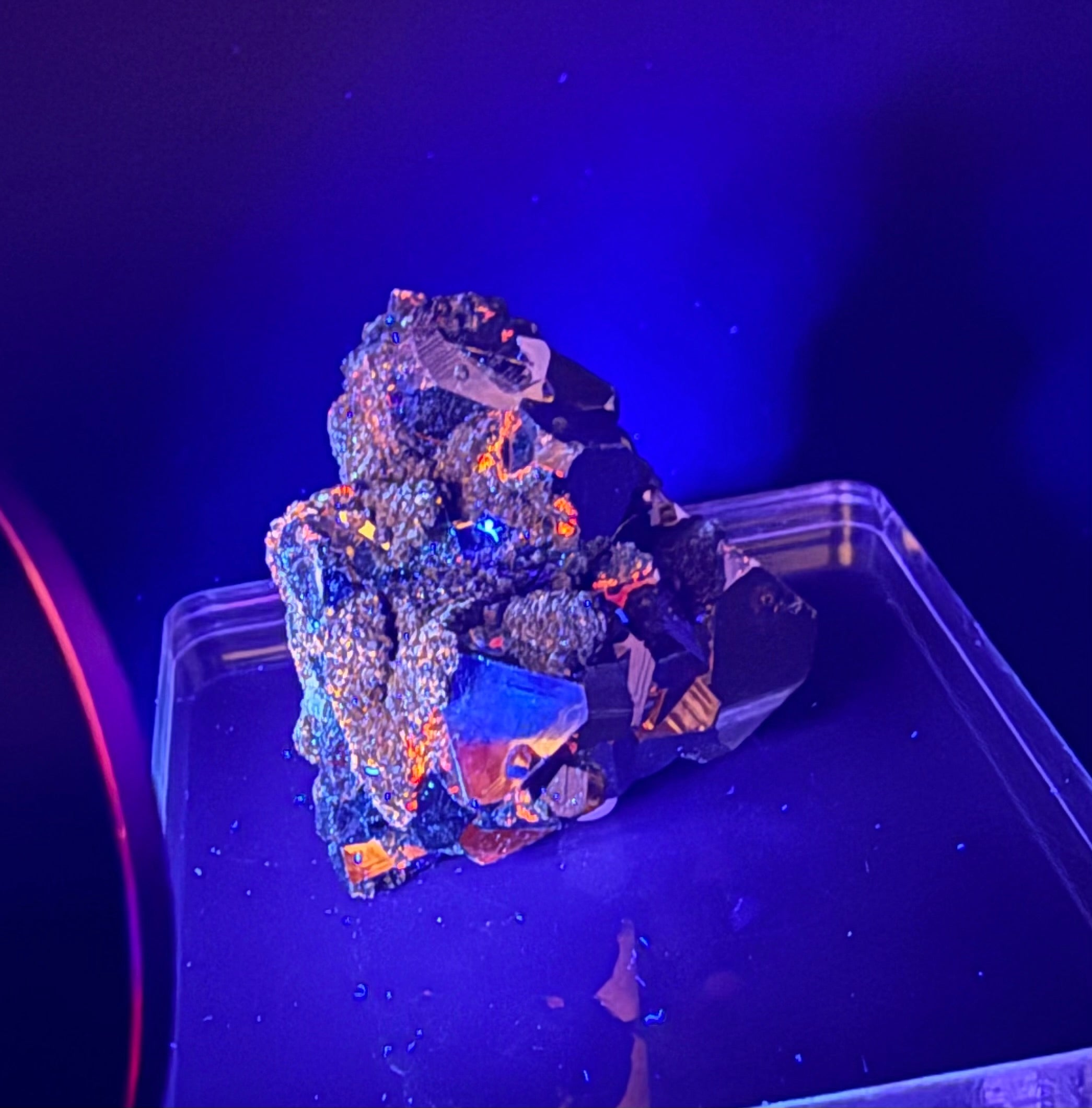 Pyrite Cluster with UV Reactive Sphalerite – Peru