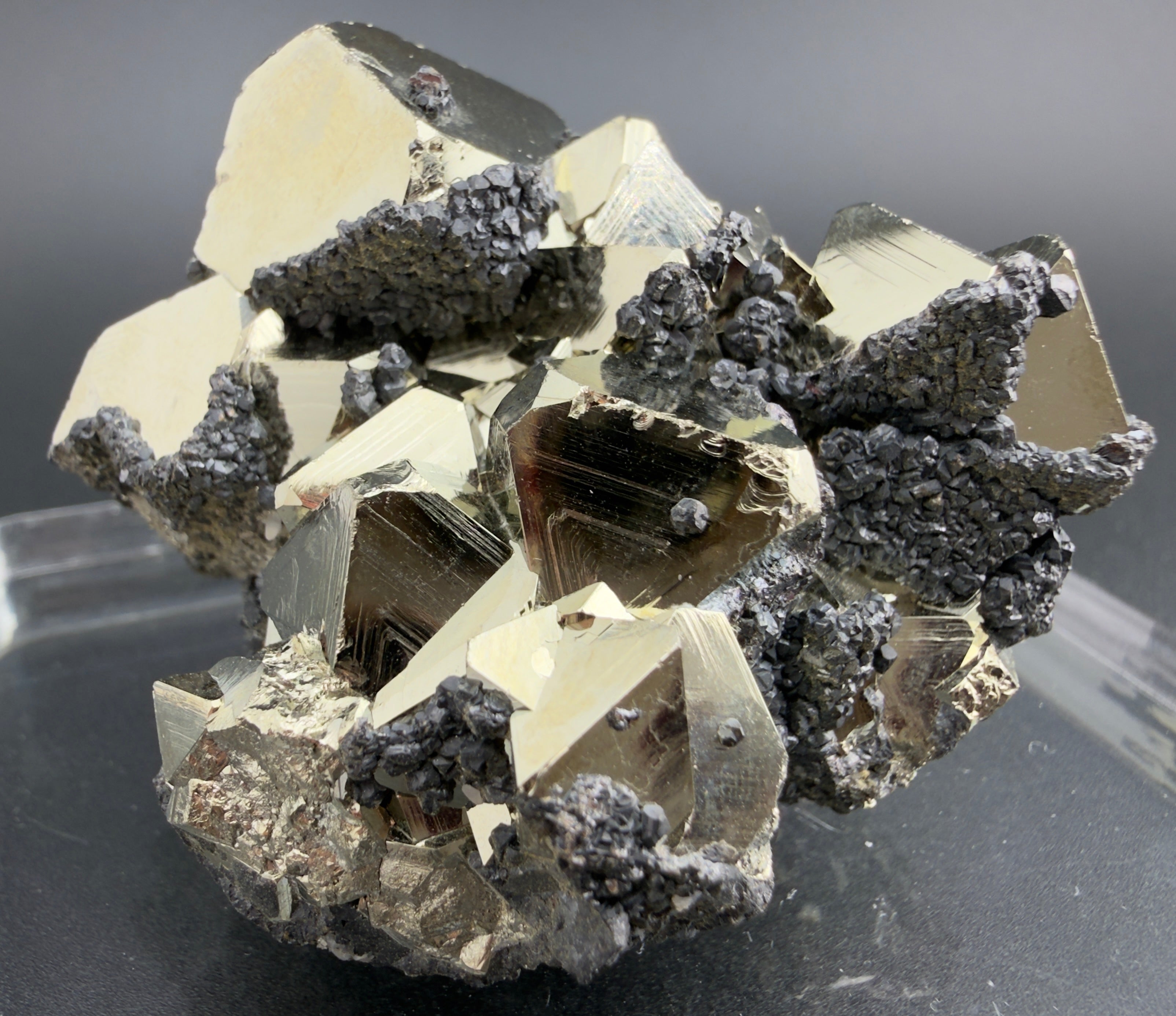 Pyrite Cluster with UV Reactive Sphalerite – Peru